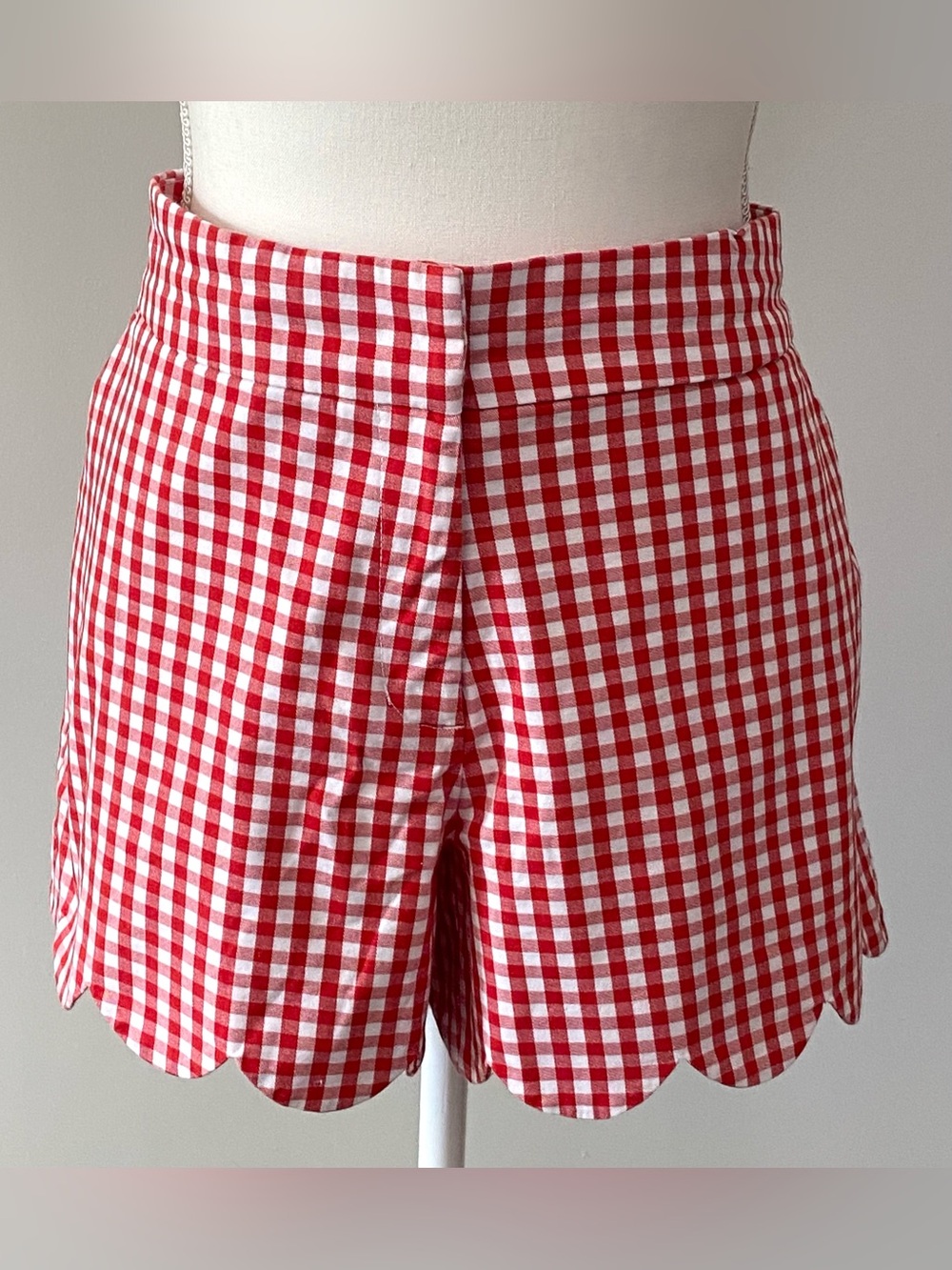 Crown&Ivy Womens 14 Red White Gingham Check Shorts Boho Fall Preppy Cottagecore - Picture 16 of 16